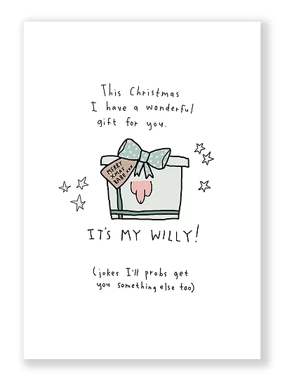 Merry Christmas Willy Gift Box - A6 kaartje dubbel